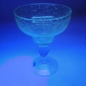 Tag Bubble Glass Margarita Glass w/Light UV Glow | 6.5"H x 4.75" Opening | EUC